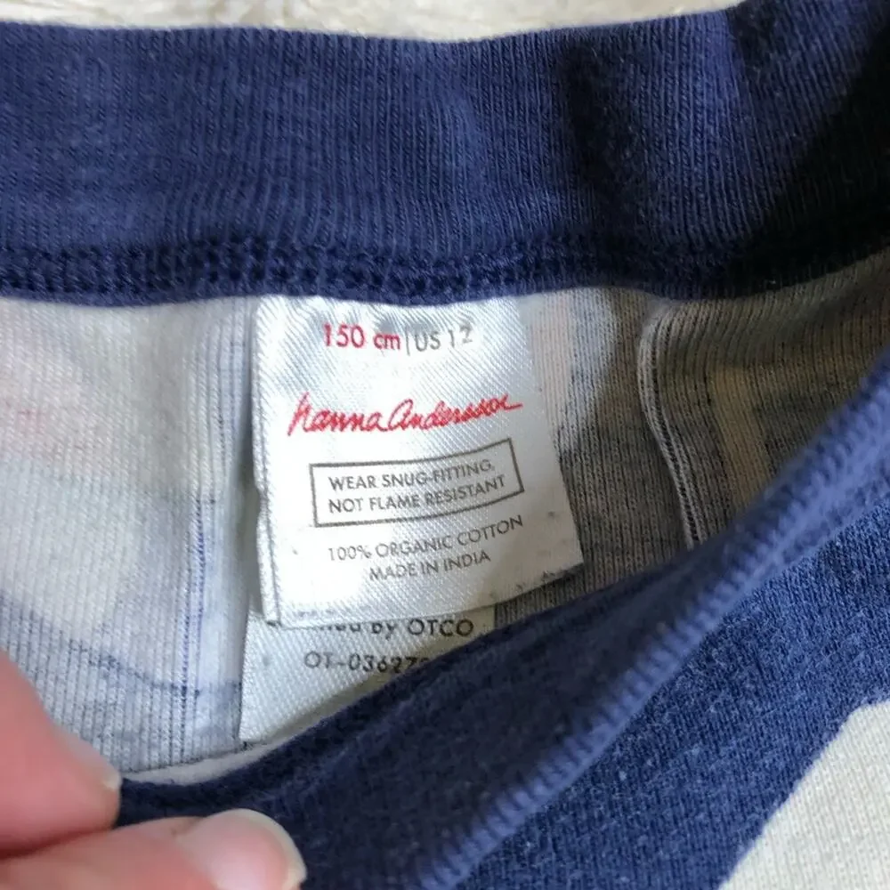 Hanna Andersson navy blue sports ball equipment pajama set size 150 or US 12